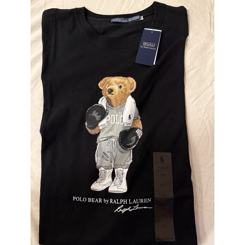 Polo Ralph Lauren Bear Boxing Women’s T-Shirt Black Size XXL NWT - Picture 5 of 5